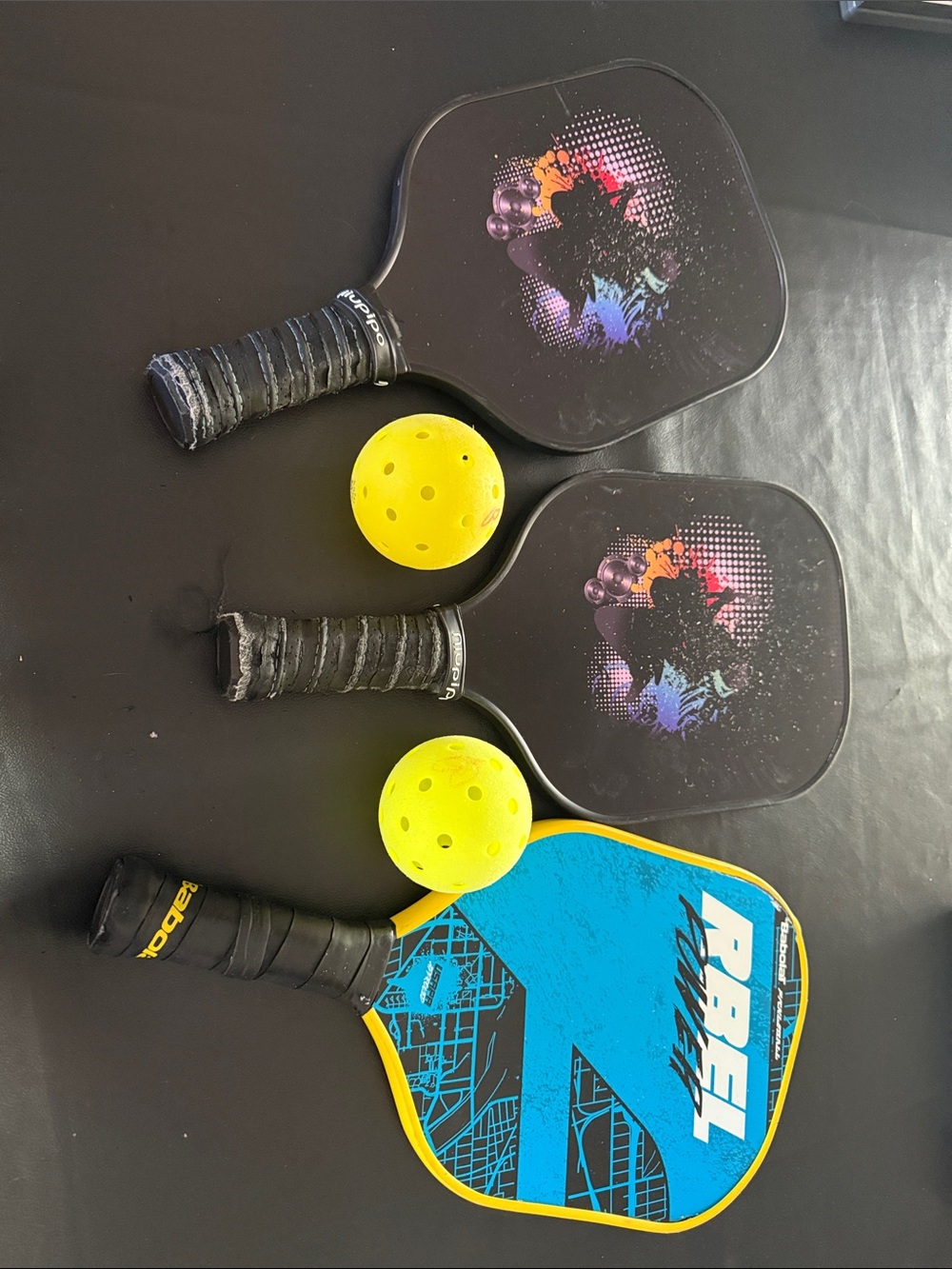 Pickleball paddles and ball